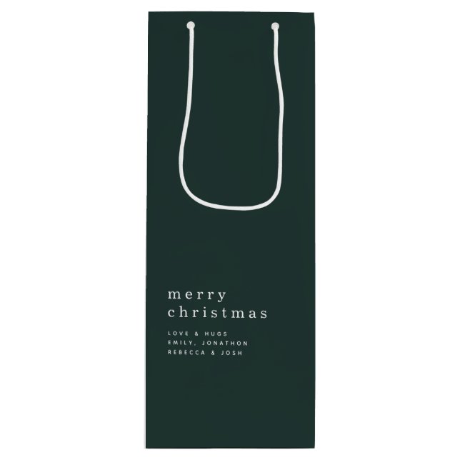 Sacola Para Vinho Texto Simples Feliz Nome de Natal Verde (Frente)