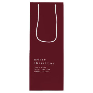 Sacola Para Vinho Texto Simples Nome de Natal Merry Burgundy
