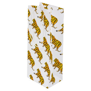 Sacola Para Vinho Tiger preto e laranja