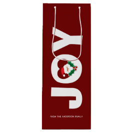 Sacola Para Vinho Tipografia de Alegria de Natal Santa & Holly Berri