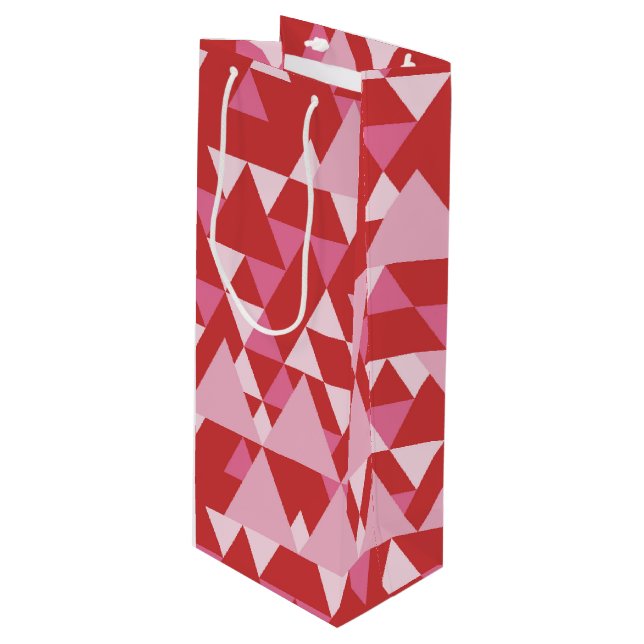SACOLA PARA VINHO TOM DE PADRÕES DE TRIÂNGULO ROSA (Frente inclinada)