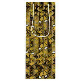Sacola Para Vinho Tostão de Celebração da Chave Grega - Dourado e Pr