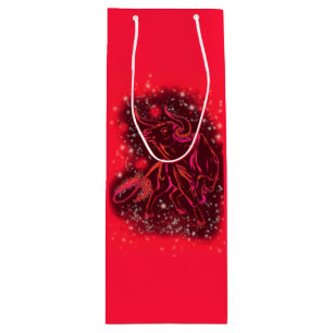 Sacola Para Vinho Touro Néon Vermelho Magico Correndo Incrível Noi