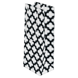 Sacola Para Vinho Trellis branca e preta, lete, quatrefoil