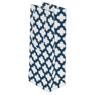 Sacola Para Vinho Trellis, Latite, Quatrefoil, de cor branca e Marin