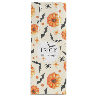 Sacola Para Vinho Trick or Treat Padrão Halloween Aquarela