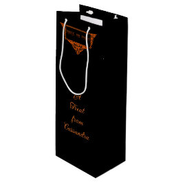 Sacola Para Vinho Trick ou Tratamento Laranja de Abóbora Halloween