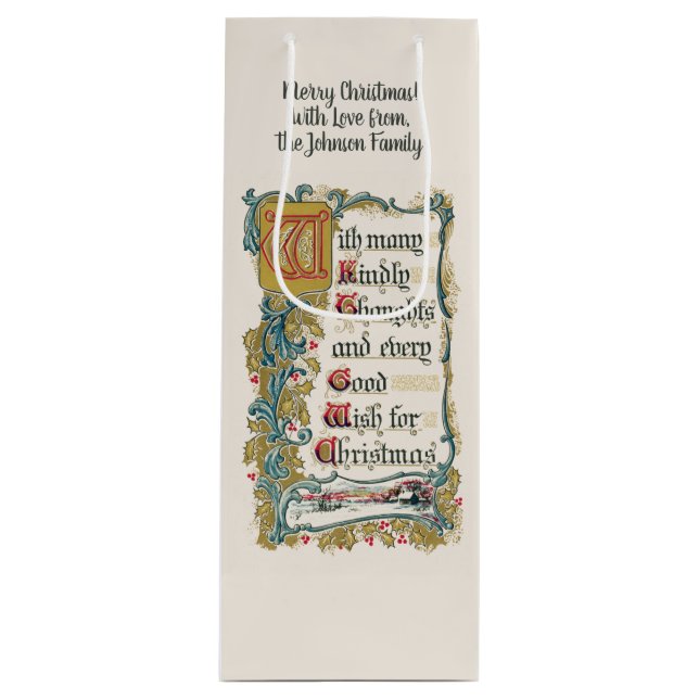 Sacola Para Vinho Tudos os Bons Desejos para o Natal (Frente)