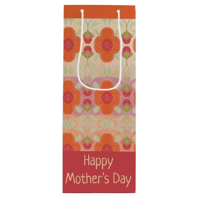 Sacola Para Vinho Um Design de decoração laranja (Frente)