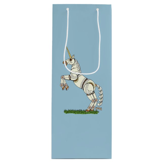 Sacola Para Vinho Unicórnio Mecânico (Frente)