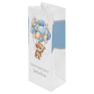 Sacola Para Vinho Ursinho Balão de Espera Aniversário de Espera