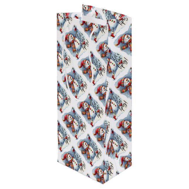 Sacola Para Vinho Vamos pegar vinho Bebendo Tipsy Snowman (Verso inclinado)