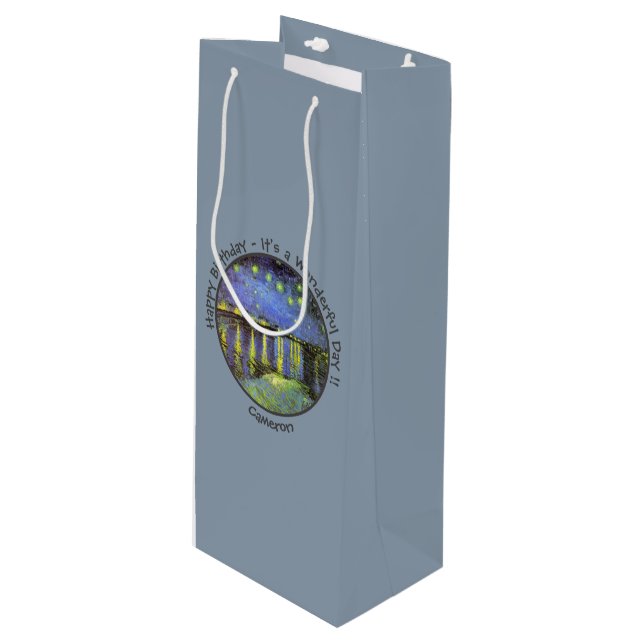 Sacola Para Vinho Van Gogh Starry Night sobre os itens do partido Rh (Frente inclinada)