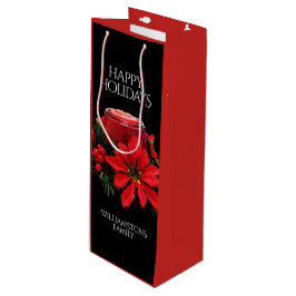 Sacola Para Vinho Vela Holly Poinsettias de Natal Vermelho Festivo