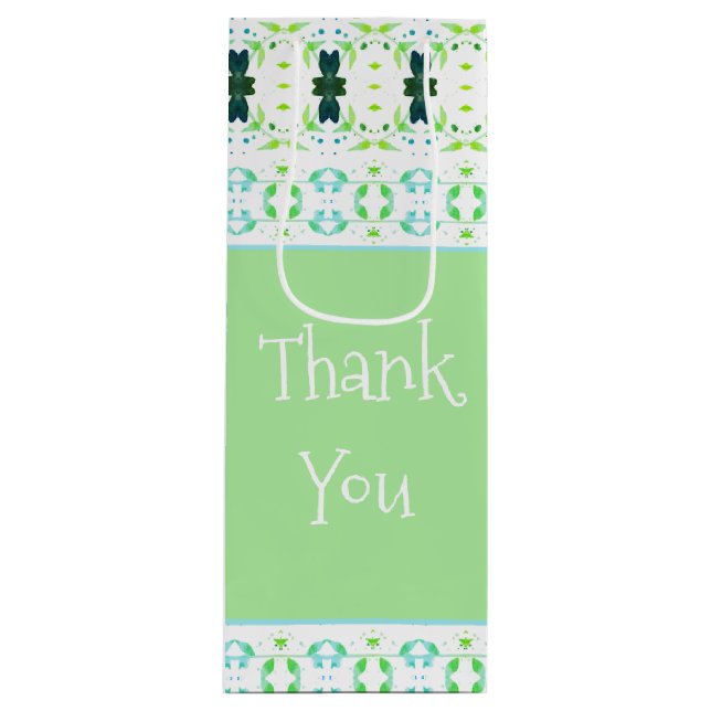 Sacola Para Vinho Verde Claro Com Padrão Bonito (Frente)