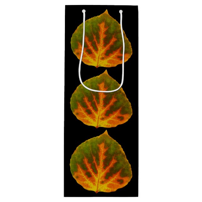Sacola Para Vinho Verde Laranja e Amarelo Aspen Folha #1 (Frente)