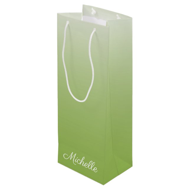 Sacola Para Vinho Verde-verde-verde-gradiente personalizado (Verso inclinado)