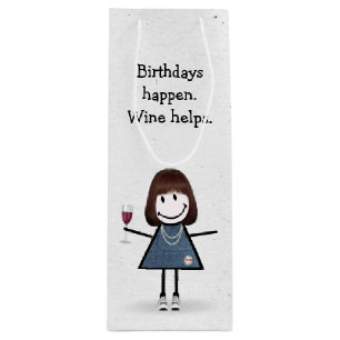 Sacola Para Vinho Vestido de aniversário Garota com vinho tinto ganh