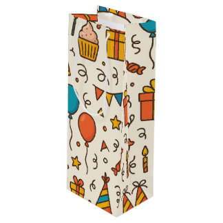 Sacola Para Vinho Vibrant Birthday Party Seamless Pattern