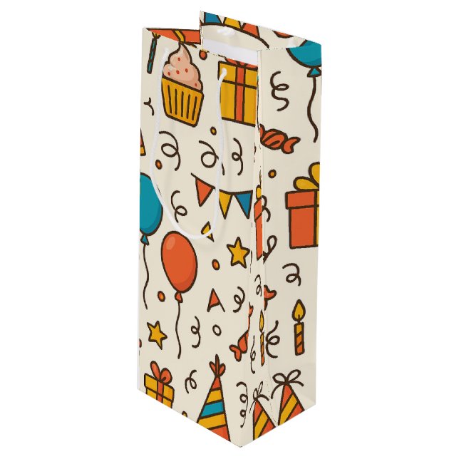 Sacola Para Vinho Vibrant Birthday Party Seamless Pattern (Frente inclinada)