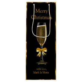 Sacola Para Vinho Vidro Dourado e preto de Champagne