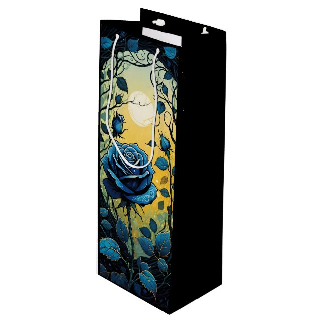 Sacola Para Vinho Vinhas Rosa azuis 2 (Frente inclinada)