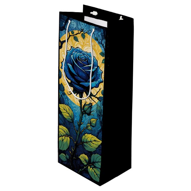 Sacola Para Vinho Vinhas Rosa azuis 3 (Frente inclinada)