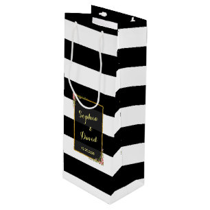 Sacola Para Vinho Vinho De Casamento De Fita De Ouro Floral