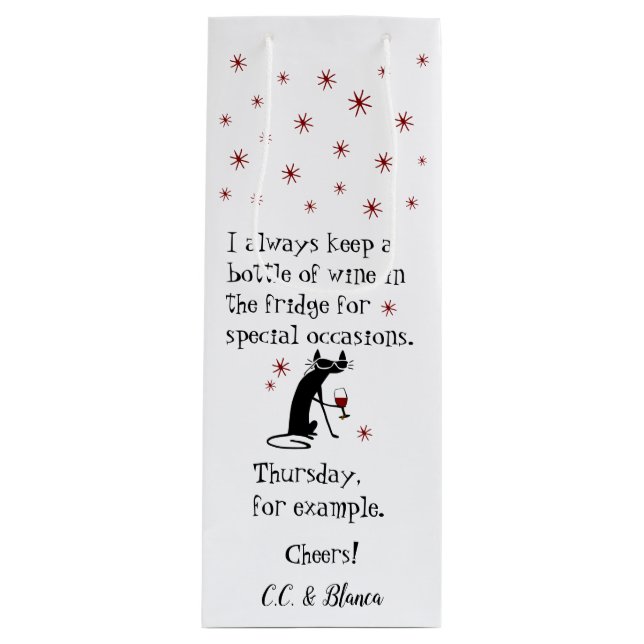 Sacola Para Vinho Vinho para casos especiais Gato engraçado (Frente)