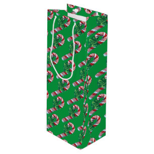 Sacola Para Vinho Vintage Candy Cane Wine Gift Bag