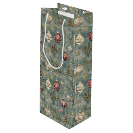 Sacola Para Vinho Vintage Christmas Ornaments on Blue