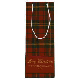 Sacola Para Vinho Vintage Christmas Party Plaid Classic Timeless