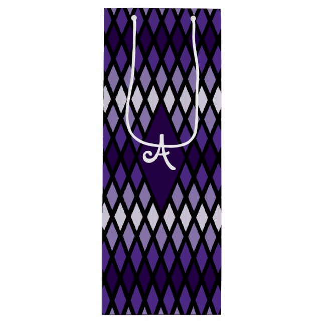 Sacola Para Vinho Violet Diamond Ombre Monograma (Frente)