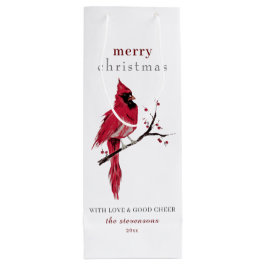 Sacola Para Vinho Watercolor Cardinal Natal