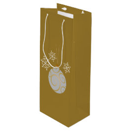 Sacola Para Vinho White Christmas Bauble e flocos de neve
