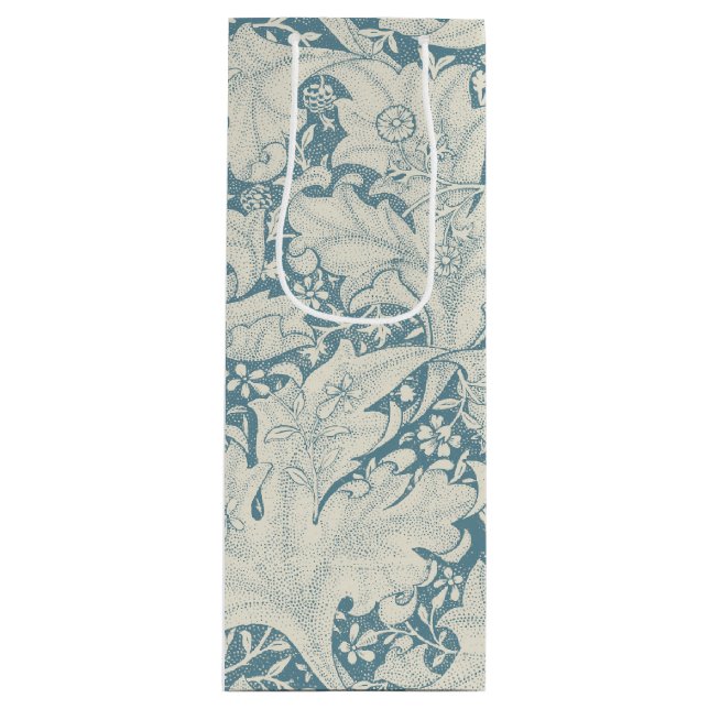 Sacola Para Vinho William Morris Wallflower Blue damask (Frente)