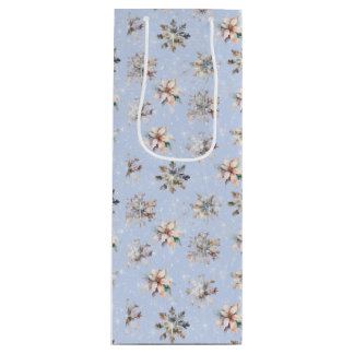 Sacola Para Vinho Winter Snowflakes and Sparkles Gift Bag