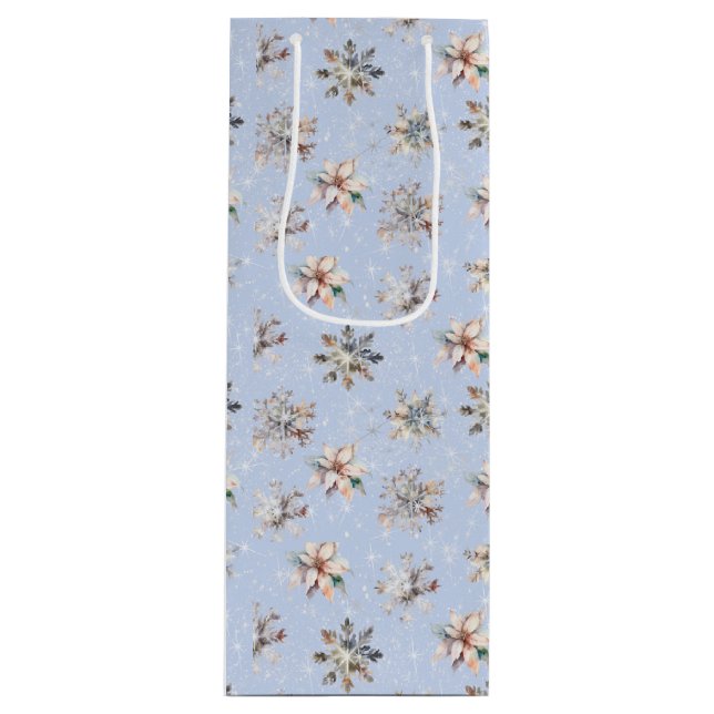 Sacola Para Vinho Winter Snowflakes and Sparkles Gift Bag (Frente)