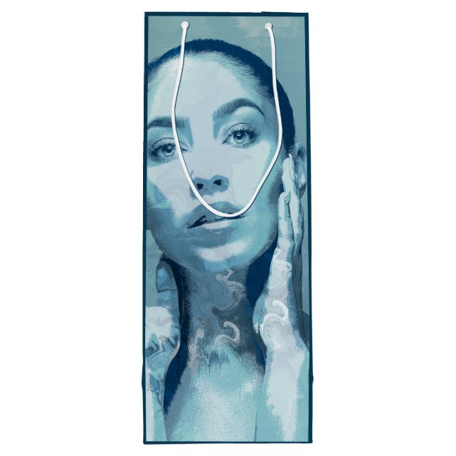 Sacola Para Vinho "Woman in Blue" Premium Canvas  (Verso)