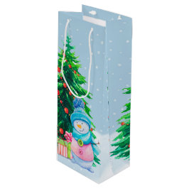 Sacola Para Vinho Wonderland Winter Snowmen Wine Gift Bag