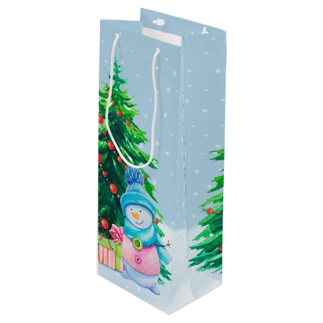 Sacola Para Vinho Wonderland Winter Snowmen Wine Gift Bag (Frente inclinada)
