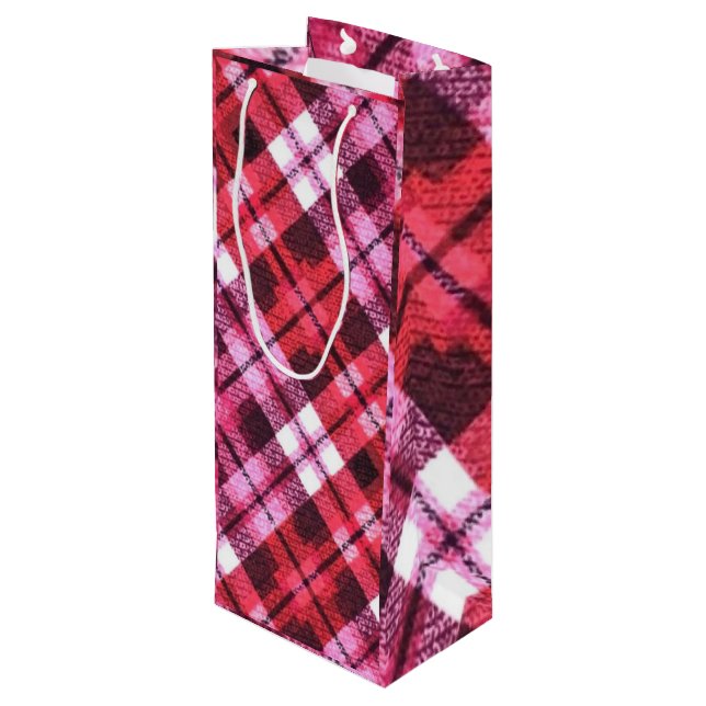 Sacola Para Vinho Xadrez do Knit Tartan Verificar Padrão de Vinho Br (Verso inclinado)