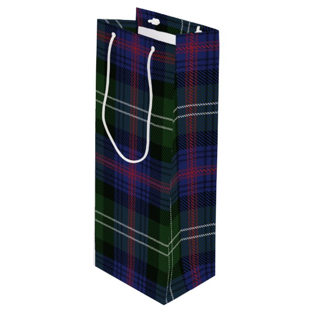 Sacola Para Vinho Xadrez Natal Tartan Clan Sutherland Green Check (Frente inclinada)