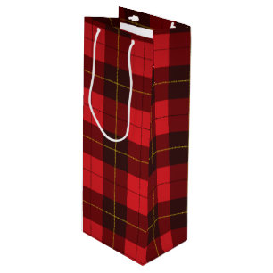Sacola Para Vinho Xadrez Natal Tartan Clan Wallace Red Check