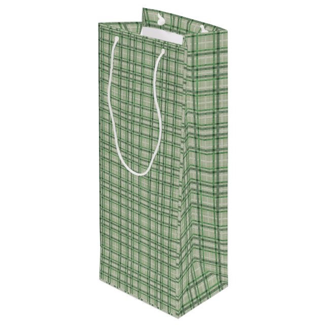 Sacola Para Vinho Xadrez verde da floresta (Verso inclinado)