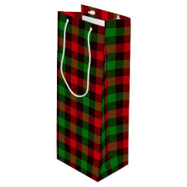 Sacola Para Vinho Xadrez Verde e Vermelha