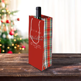 Sacola Para Vinho Xadrez Verde Vermelha Feliz Natal Personalizado