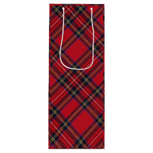 Sacola Para Vinho Xadrez vermelha de Stewart tartan