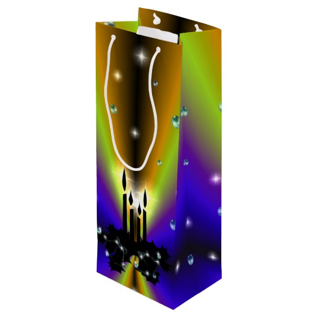 Sacola Para Vinho Xmas Artdeco no Arco Amarelo Roxo (Verso inclinado)