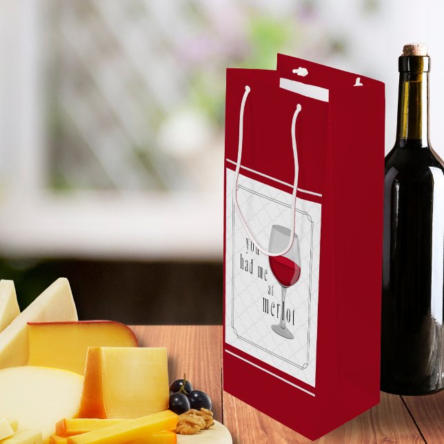 Sacola Para Vinho You Had Me at Merlot Gift Bag (Criador carregado)